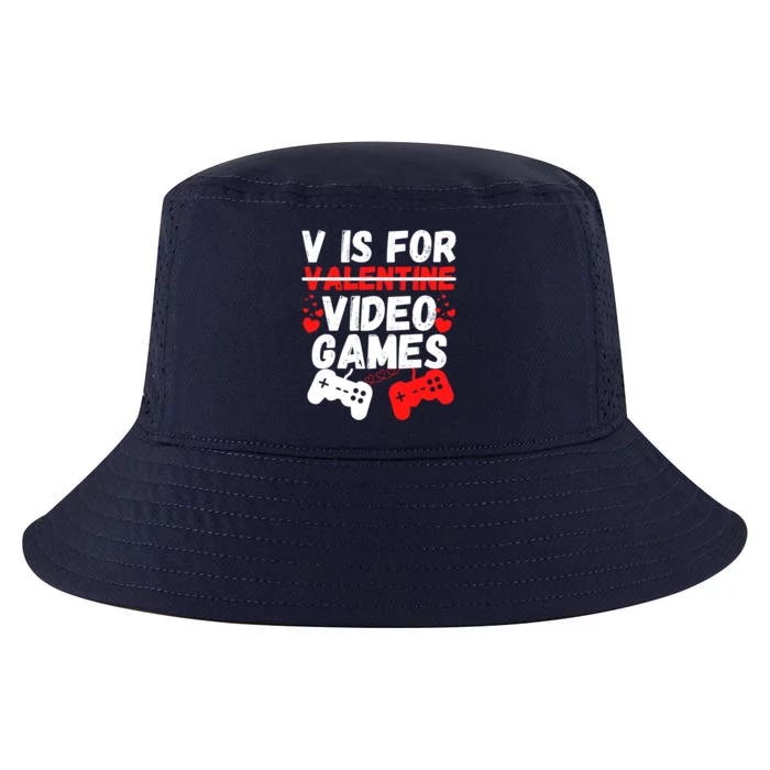 V Is For Video Games Valentines Day Funny Gamer Gift Cool Comfort Performance Bucket Hat