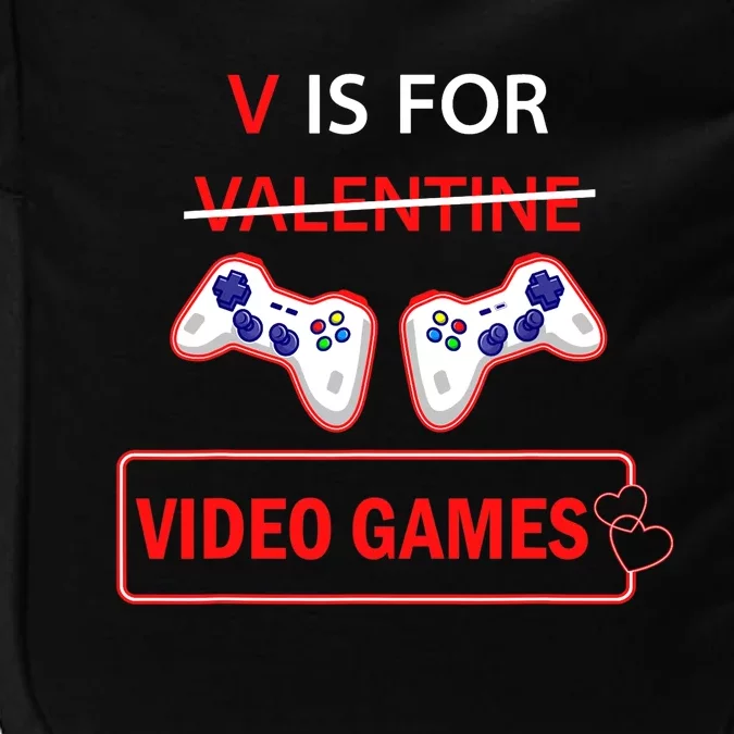 V Is For Video Games Heart Valentines Day Gamer Lovers Boy Impact Tech Backpack