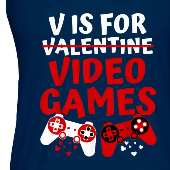 V Is For Video Games Valentines Day Gamer Ladies Essential Flowy Tank