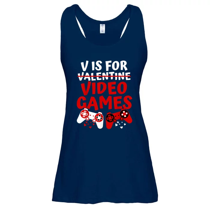 V Is For Video Games Valentines Day Gamer Ladies Essential Flowy Tank