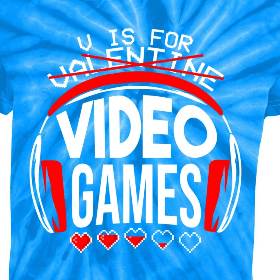 V Is For Video Games Valentines Day Gamer Gaming Gift Funny Gift Kids Tie-Dye T-Shirt