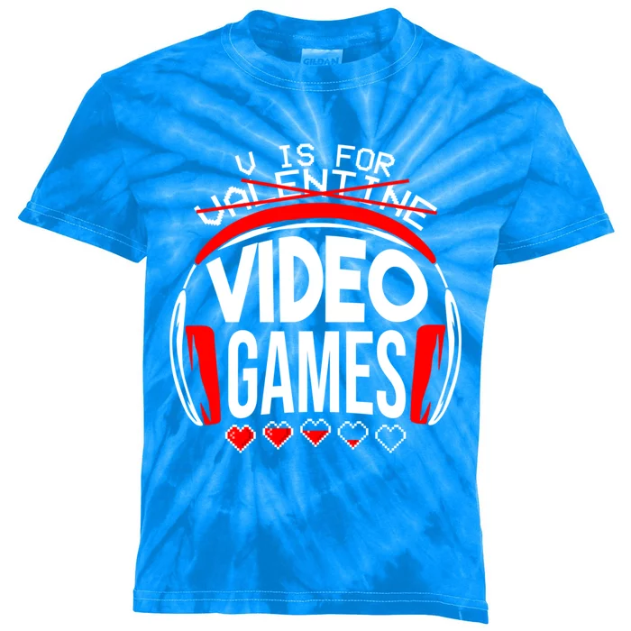 V Is For Video Games Valentines Day Gamer Gaming Gift Funny Gift Kids Tie-Dye T-Shirt