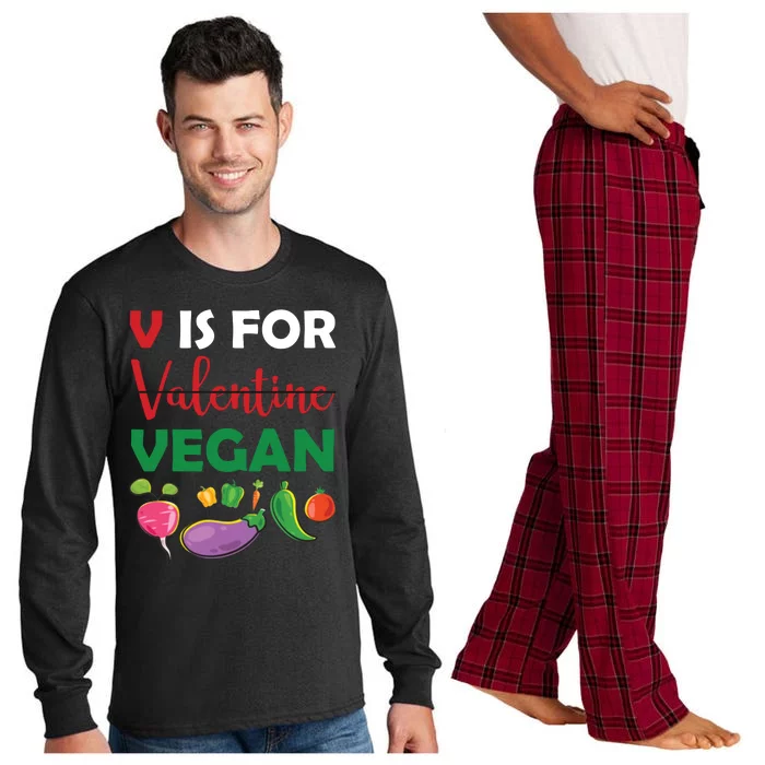 V Is For Vegan Funny Valentines Day Long Sleeve Pajama Set