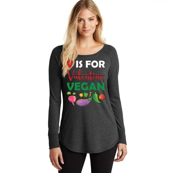 V Is For Vegan Funny Valentines Day Women's Perfect Tri Tunic Long Sleeve Shirt