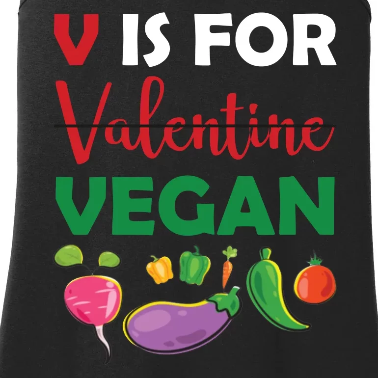 V Is For Vegan Funny Valentines Day Ladies Essential Tank