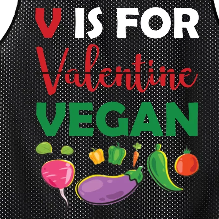 V Is For Vegan Funny Valentines Day Mesh Reversible Basketball Jersey Tank