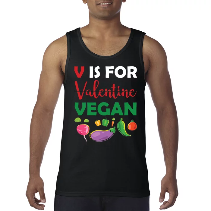 V Is For Vegan Funny Valentines Day Tank Top