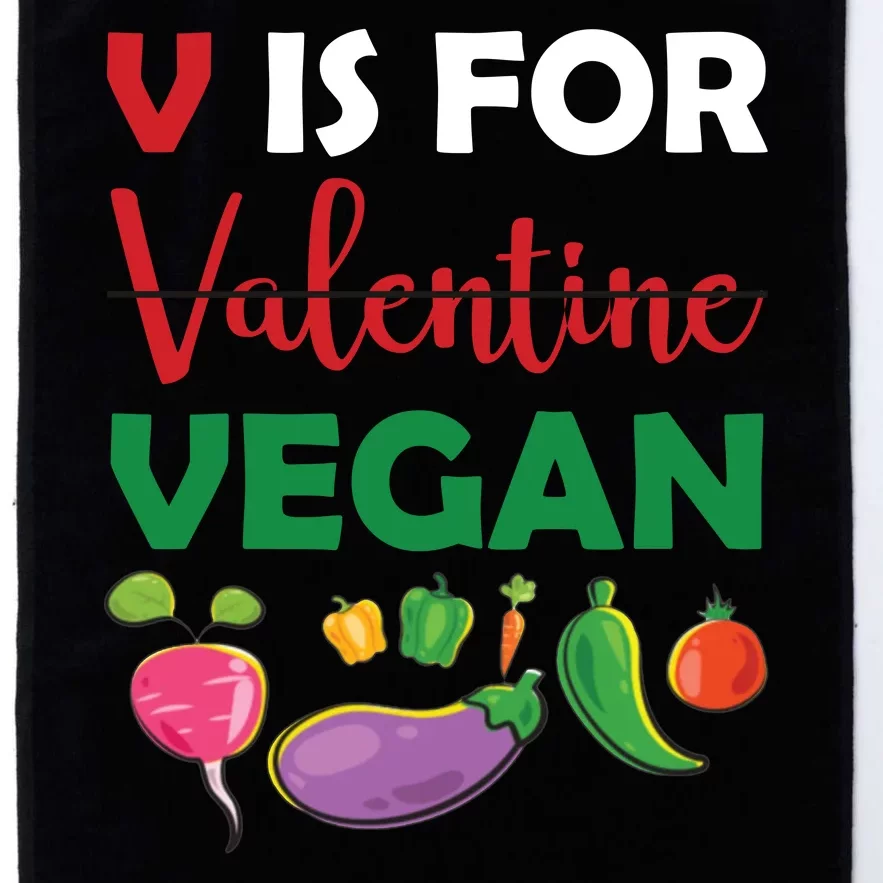 V Is For Vegan Funny Valentines Day Platinum Collection Golf Towel