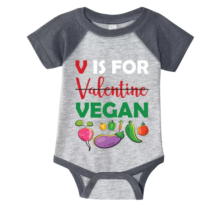 V Is For Vegan Funny Valentines Day Infant Baby Jersey Bodysuit