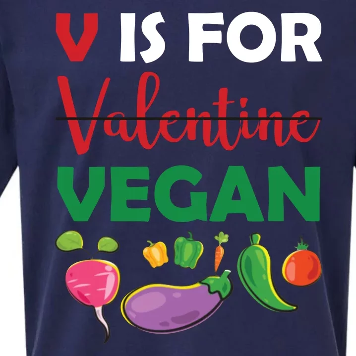 V Is For Vegan Funny Valentines Day Sueded Cloud Jersey T-Shirt