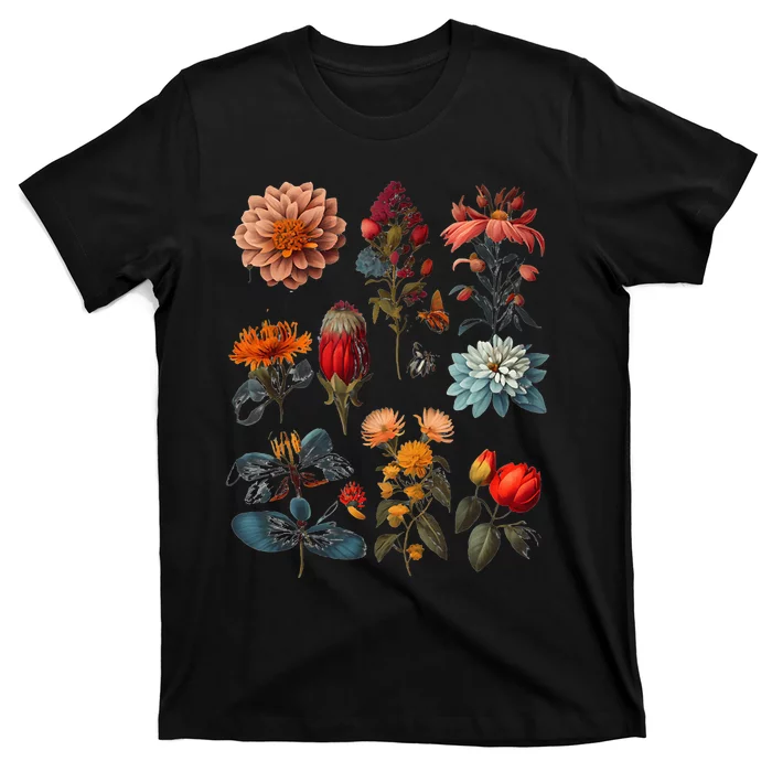 Vintage Inspired Flower Botanical Chart T-Shirt