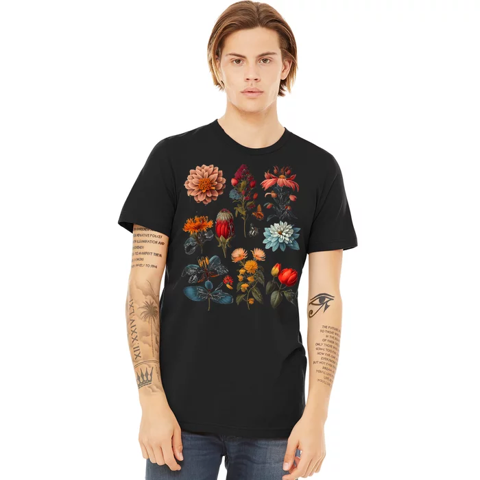 Vintage Inspired Flower Botanical Chart Premium T-Shirt