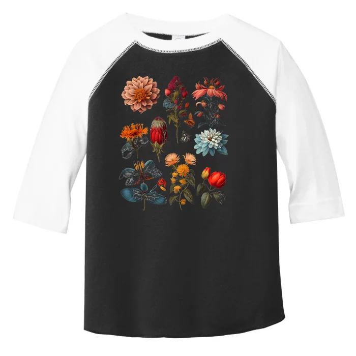 Vintage Inspired Flower Botanical Chart Toddler Fine Jersey T-Shirt