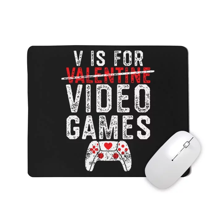 V Is For Video Games Valentines Day Gamer Mousepad