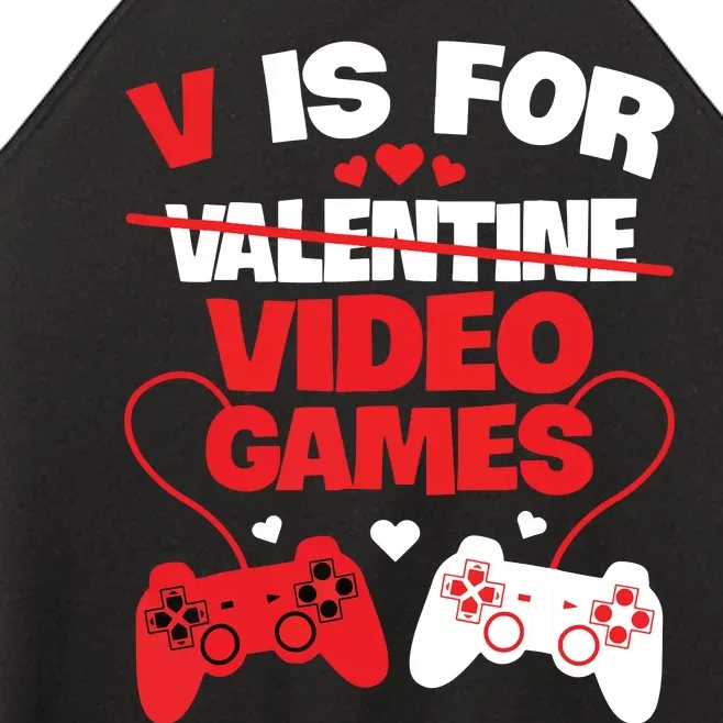 V Is For Video Games Funny Valentines Day Gamer Women’s Perfect Tri Rocker Tank