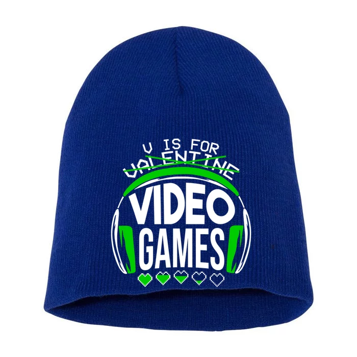 V Is For Video Games Valentines Day Gamer Gaming Gift Short Acrylic Beanie