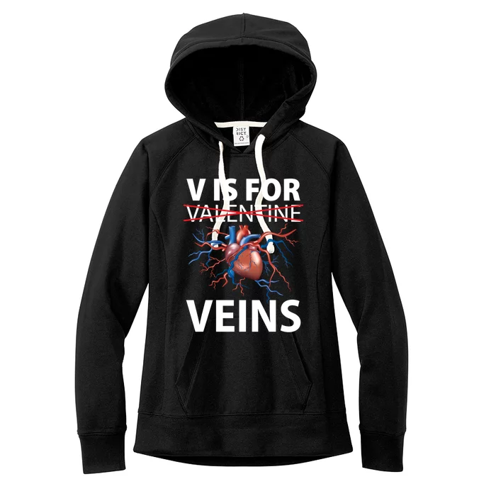 V Is For Veins Cardiologist Love Doctor Healthcare Valentine Gift Women's Fleece Hoodie