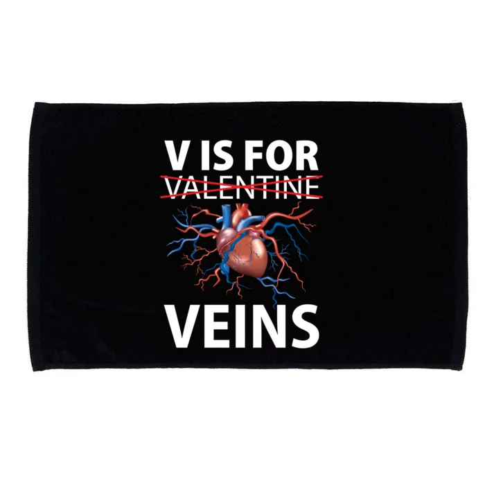 V Is For Veins Cardiologist Love Doctor Healthcare Valentine Gift Microfiber Hand Towel