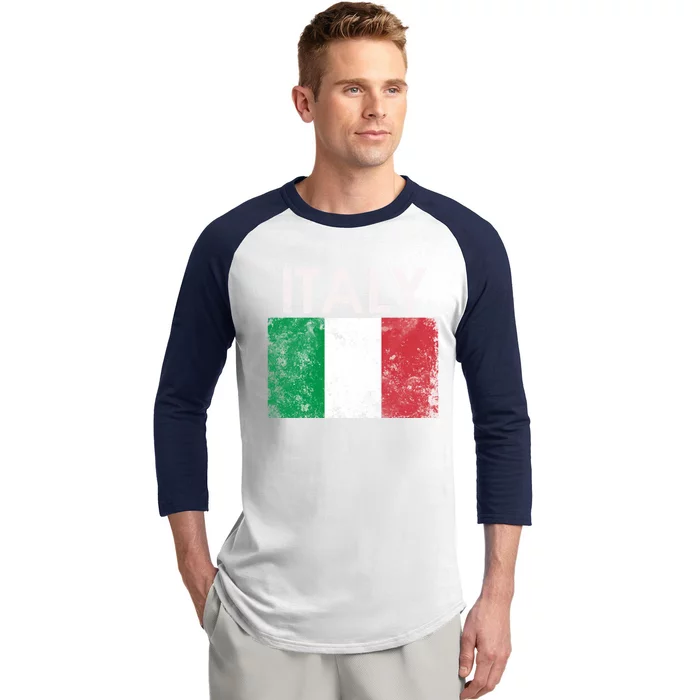 Vintage Italy Funny Italia Italian Gift Flag Pride Gift Gift Baseball Sleeve Shirt