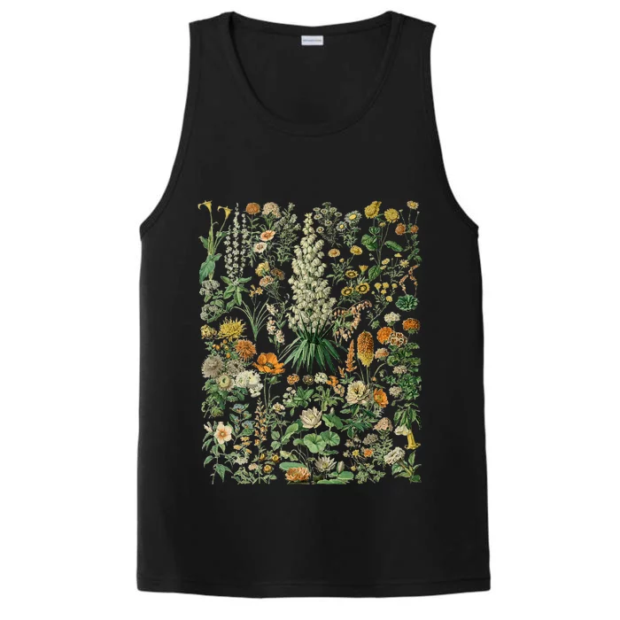 Vintage Inspired Flower Botanical Chart Performance Tank