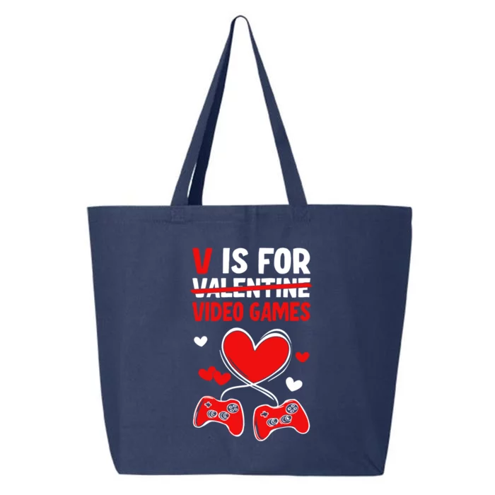 V Is For Video Games Valentines Day Gaming Gift 25L Jumbo Tote