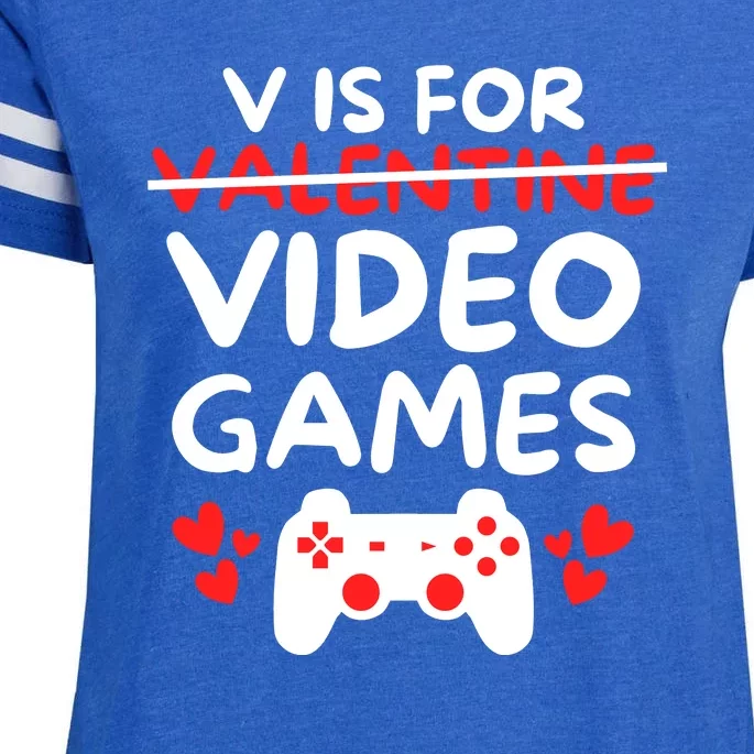 V Is For Video Games Enza Ladies Jersey Football T-Shirt