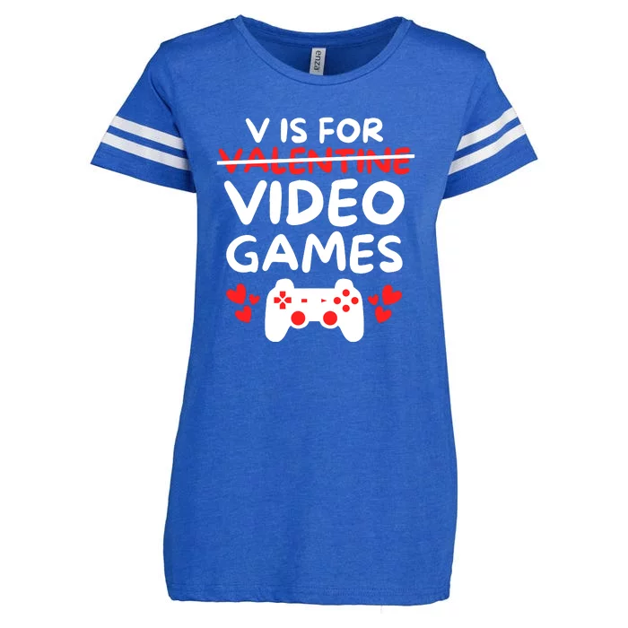 V Is For Video Games Enza Ladies Jersey Football T-Shirt