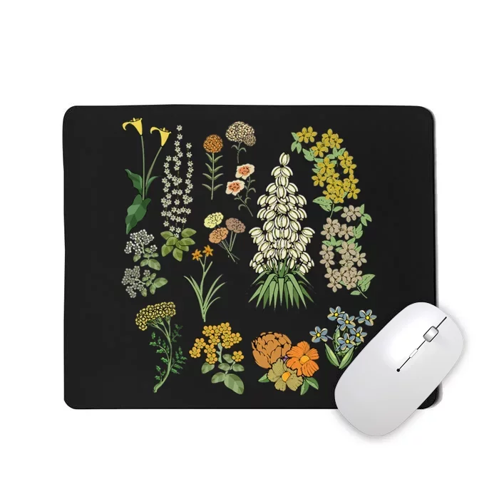 Vintage Inspired Flower Botanical Plants Nature Green Garden Mousepad