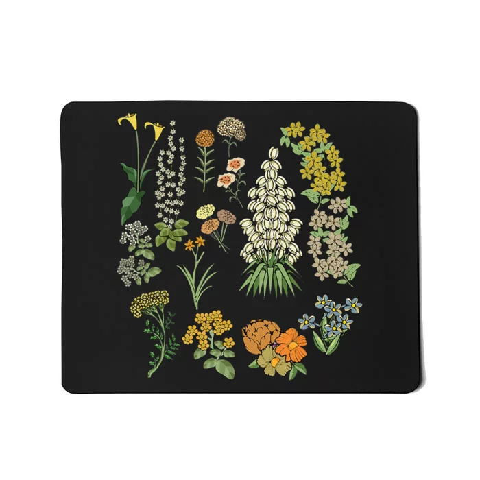 Vintage Inspired Flower Botanical Plants Nature Green Garden Mousepad