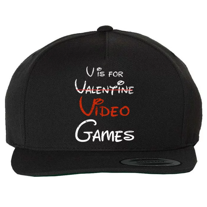 V Is For Video Games Valentines Day Vintage Gamer Gift Wool Snapback Cap