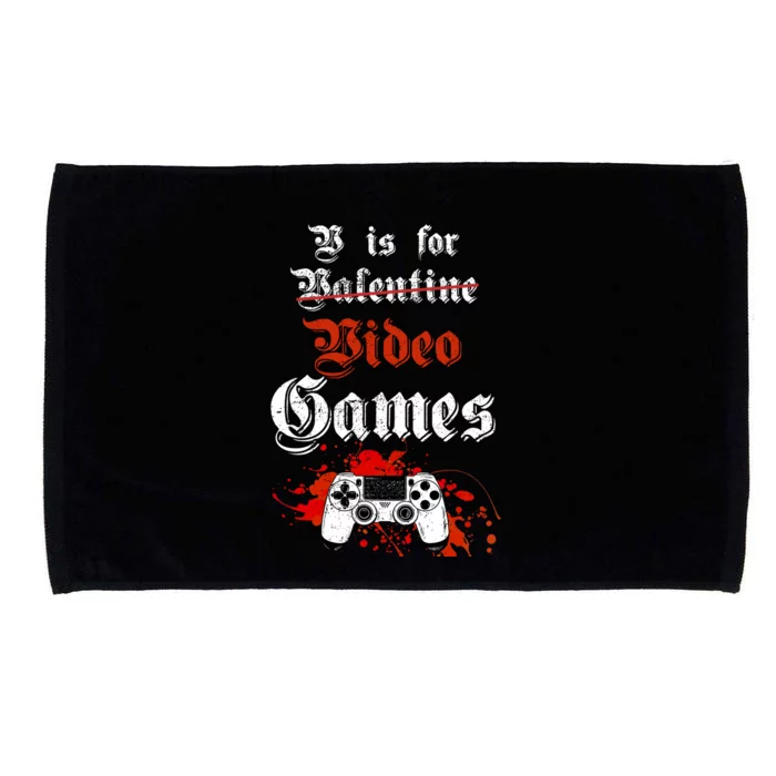 V Is For Video Games Valentines Day Vintage Gamer Gift Microfiber Hand Towel