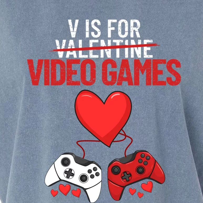 V Is For Video Games Funny 'S Gamer V Video Games Gift Garment-Dyed Women's Muscle Tee