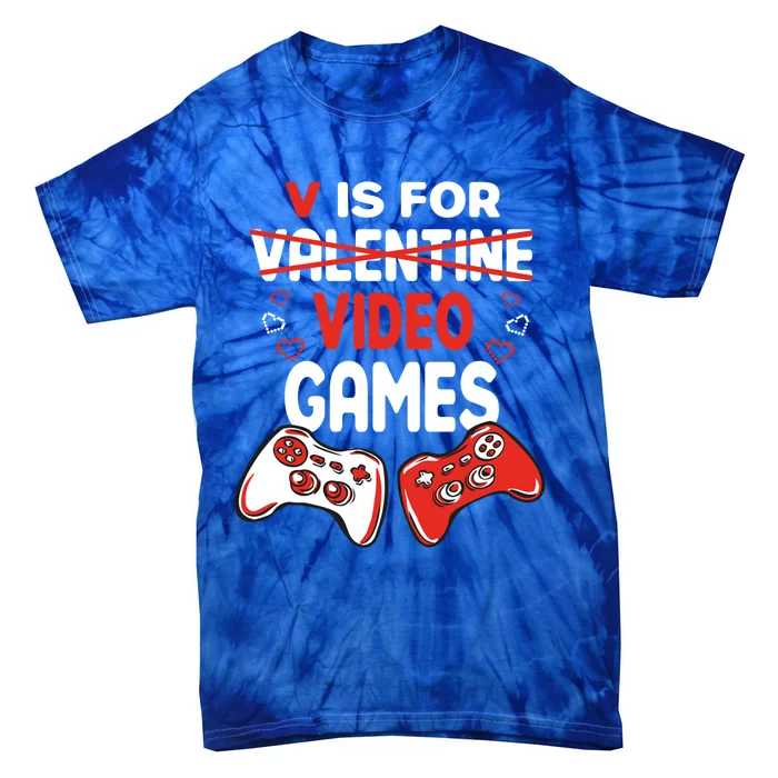 V Is For Video Games Valentine's Day Gamer Controller Gift Tie-Dye T-Shirt