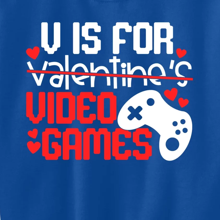 V Is For Video Games Funny Valentines Day Gift Kids Sweatshirt