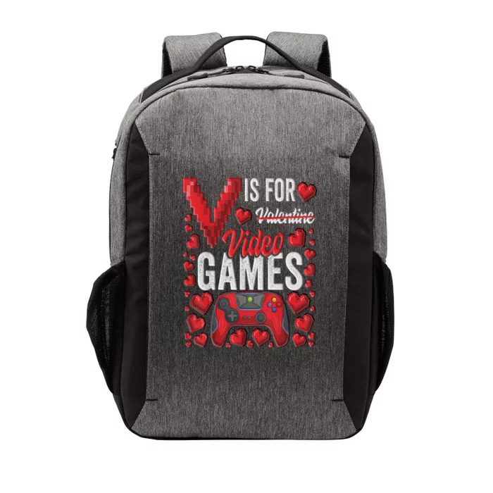 V Is For Video Games Funny Valentines Day Gamer Vector Backpack