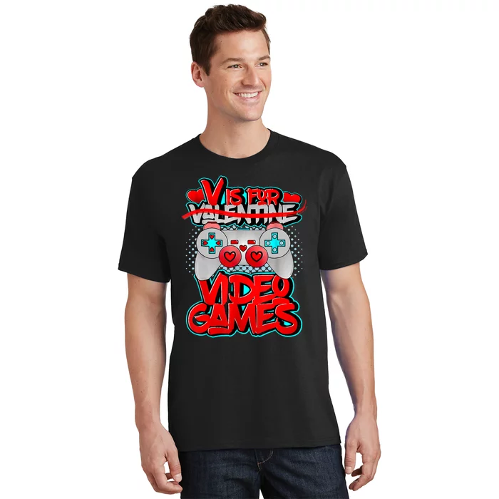 V Is For Video Games Valentines Day Funny Valentine Outfit T-Shirt