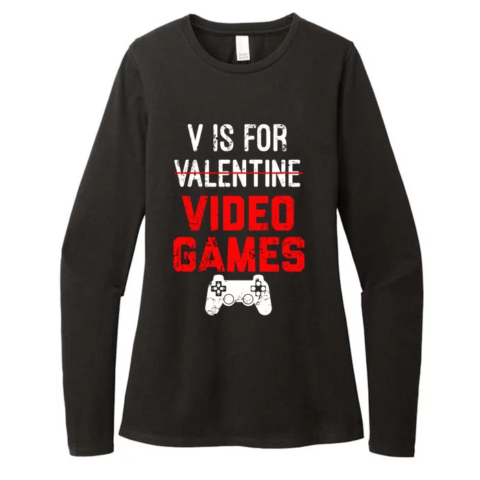 V Is For Video Games Valentines Day Gamer Gift Womens CVC Long Sleeve Shirt