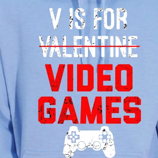 V Is For Video Games Valentines Day Gamer Gift Unisex Surf Hoodie