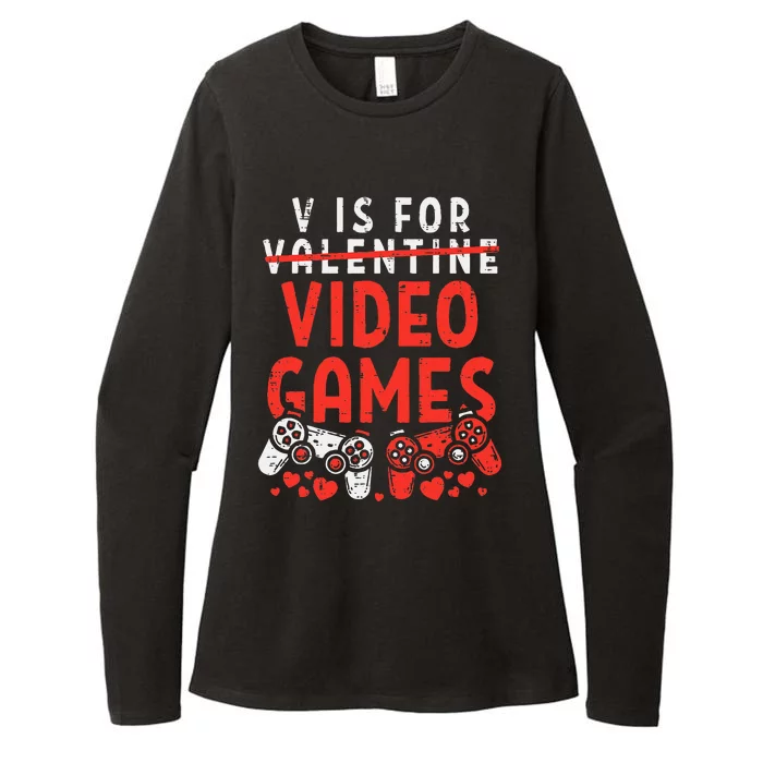 V Is For Video Games Funny Valentines Day Gamer Gift Womens CVC Long Sleeve Shirt