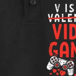 V Is For Video Games Funny Valentines Day Gamer Gift Dry Zone Grid Performance Polo