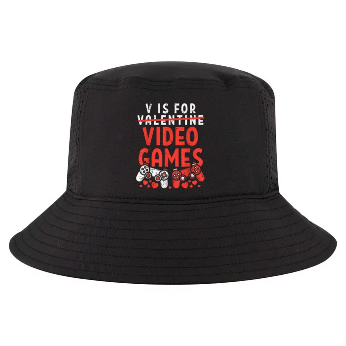 V Is For Video Games Funny Valentines Day Cool Comfort Performance Bucket Hat