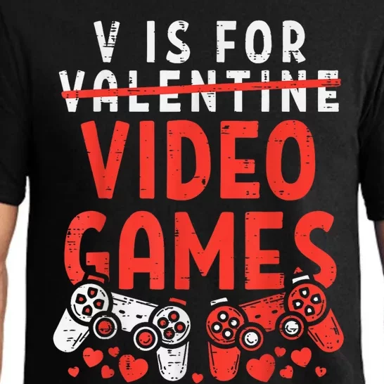 V Is For Video Games Funny Valentines Day Pajama Set