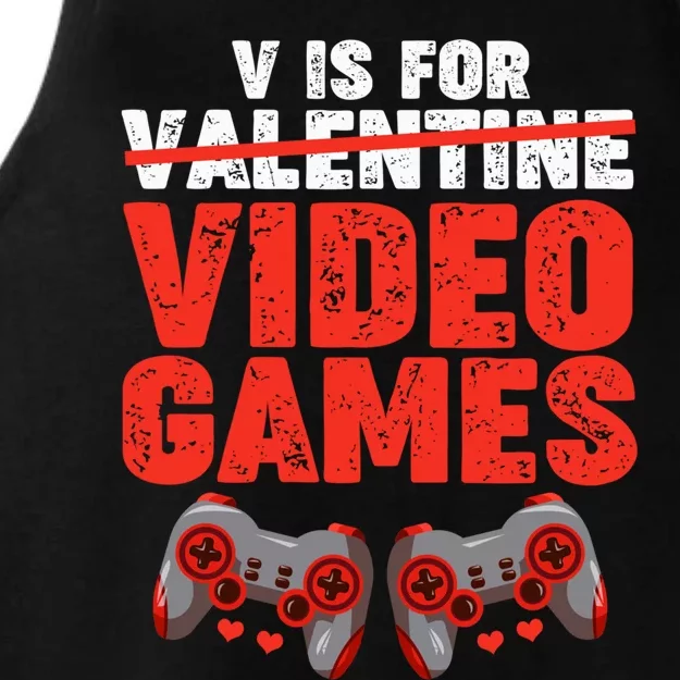 V Is For Valentines Video Games Funny Cool Gift Ladies Tri-Blend Wicking Tank