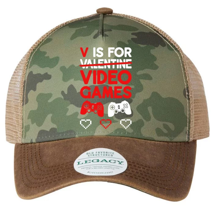 V Is For Video Games Valentines Day Gaming Gift Legacy Tie Dye Trucker Hat