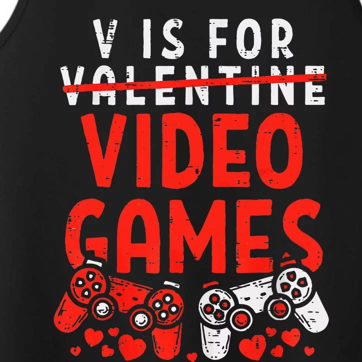 V Is For Video Games Valentine Gamer Valentines Day Performance Tank