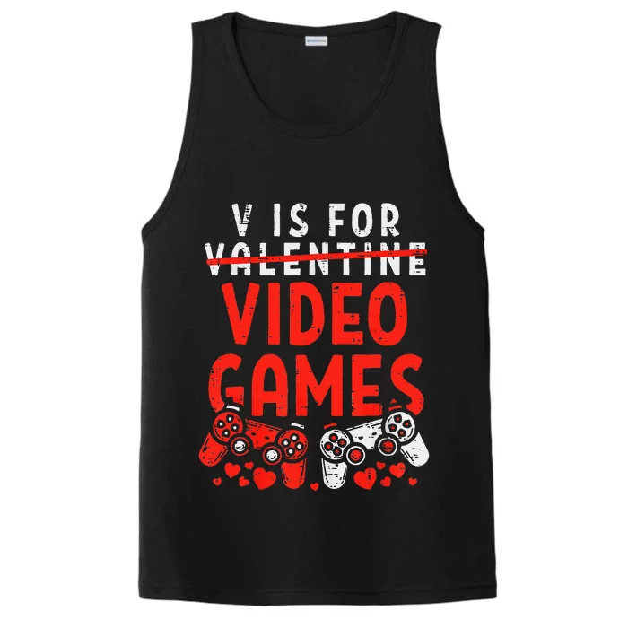 V Is For Video Games Valentine Gamer Valentines Day Performance Tank