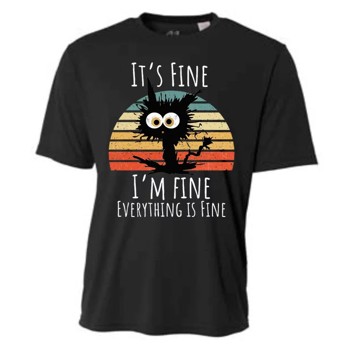 Vintage It's Fine I'm Fine Everything Is Fine Cat Father Cooling Performance Crew T-Shirt