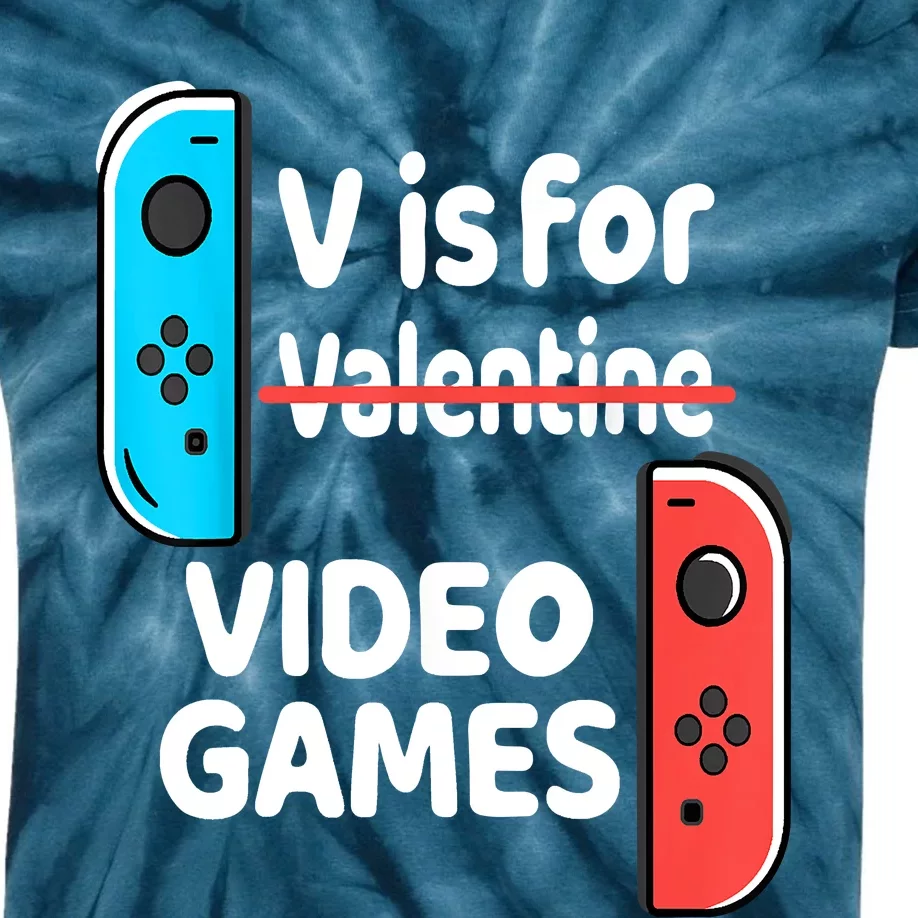 V Is For Video Games Valentines Day Funny VDay Gaming Gamer Kids Tie-Dye T-Shirt