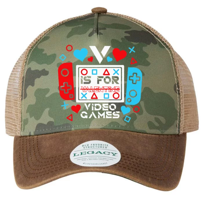 V Is For Video Games Valentines Day Gamer Gift Legacy Tie Dye Trucker Hat