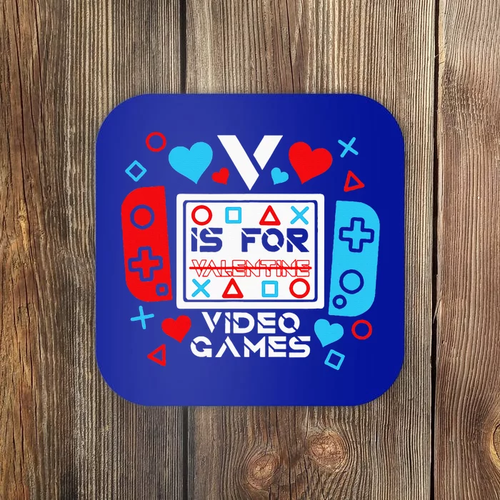 V Is For Video Games Valentines Day Gamer Gift Coaster